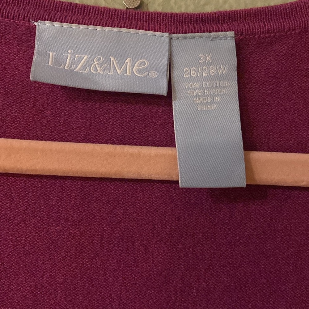 Liz & Me Burgundy Open-Front Sweater - Picture 2 of 4